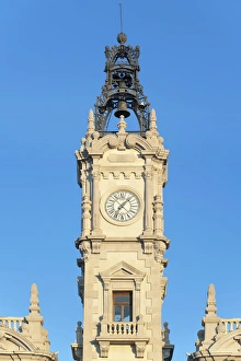 City Hall Prints: Europe, Spain, Valencia, City Hall Clock Tower