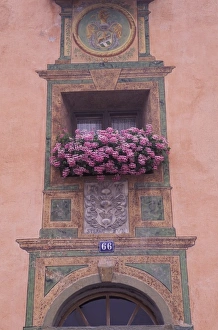 Bernina Prints: Europe, Switzerland, Bernina Region, Guarda. Home detail and paintings