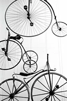 Black and White Gallery: Europe, Switzerland, Lucerne. Bicycle display, Swiss Transport Museum