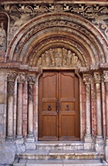 Collegiate Church Prints: Europe, Switzerland, St. Ursanne. The ornate door to the Collegiate Church was begun