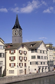 River Front Prints: Europe, Switzerland, Zurich. Fraumunster