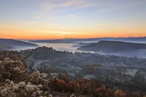 Elevated View Prints: Europe, Transylvania, Romania, Maramures County, Dobricu Lapusului and Targu Lapus