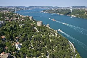 Images Dated 6th June 2006: European Fortress and Fatih Sultan Mehmet Bridge over Bosphorus, aerial, Istanbul