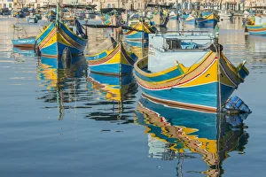 Images Dated 7th June 2016: Eurpoe, Malta, Marsaxlokk, Traditional Fishing Boats