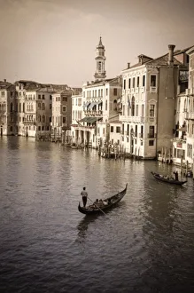 Watercraft Prints: Evening light and gondolas on the Grand Canal, Venice, Veneto, Italy