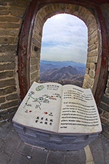 Images Dated 12th March 2012: Evening Light on The Great Wall of China with Map and History Book