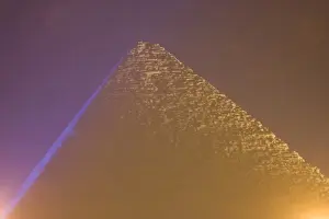 Cairo Prints: Evening light show on The Pyramids of Giza, which are alomost 5000 years old. On