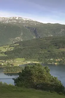 Mountainside Prints: evening light settles upon Ulvik and the and the shores of Hardanger Fjord, Norway