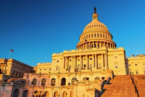 Images Dated 21st November 2023: Evening light on the United States Capitol, Washington, D.C, USA