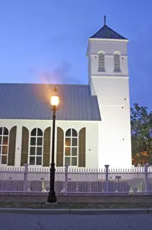 Dark Prints: Evening lighting Old Christ Church Historic Pensacola Village Pensacola, Florida