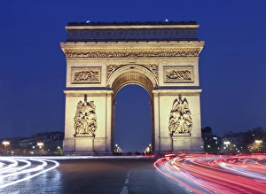 Traffic Prints: Evening traffic around the Arc de Triomphe, Paris, France
