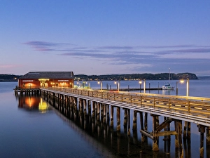 Prints of Evening view of wharf in Coupeville, Whidbey Island, Washington State Images Dated 2024 September: Evening view of wharf in Coupeville, Whidbey Island, Washington State