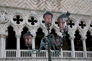 Italian Culture Prints: Exterior of Doge Palace with Lantern Post in foreground