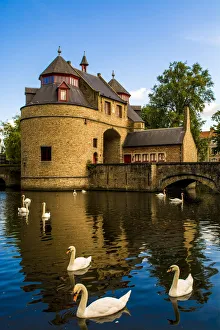 Ezelpoort or Donkeys gate, fortified gate, Bruges, West Flanders, Belgium