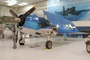 An F-6F Hellcat World War II fighter plane at the Palm Springs Air Museum