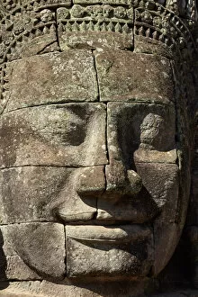 Cambodia Gallery: Face thought to depict Bodhisattva Avalokiteshvara, Bayon temple ruins, Angkor Thom