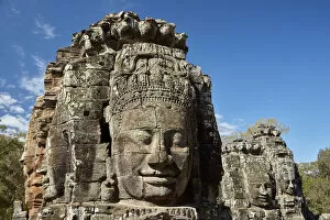 Cambodia Collection: Faces thought to depict Bodhisattva Avalokiteshvara, Bayon temple ruins, Angkor Thom