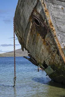 Don Grall Prints: Falkland Islands, New Island. Grounded and abandoned ship on shore