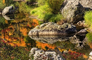 Golden Prints: Fall Fire Orange Red Colors Reflection Wenatchee River Reflections Stevens Pass Leavenworth