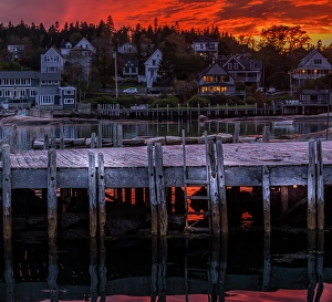 Bernard Prints: Fall sunset at Bernard, Maine