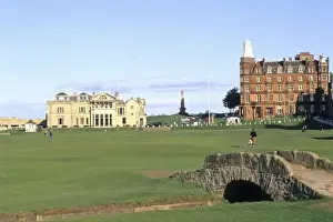 Quaint Prints: Famous 18th Hole and fairway at Swilken Bridge Golf at World Famous St Andrews Old