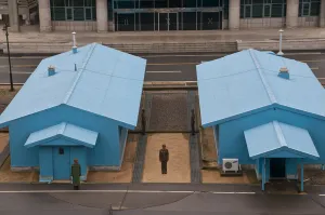 Center Prints: Famous border between North and South Korea, Pammunjon