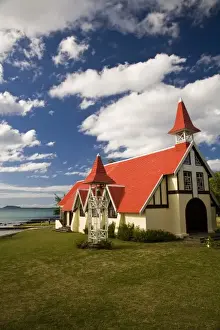 Images Dated 23rd May 2008: famous Catholic Church with Red Roof Notre Dame Auxiliaiatrice, cap Malheureux, Mauritius
