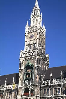 Famous Clock at New City Hall in Munich Germany