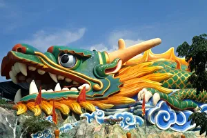 Singapore Prints: Famous Dragon at Haw Par Villa in Singapore Asia