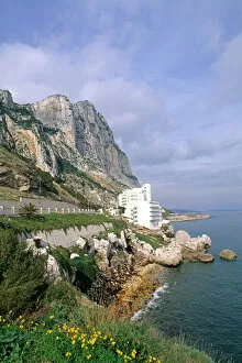 Famous Rock of Gibraltar with Mediterranean cliffs in Gibraltar U K Country