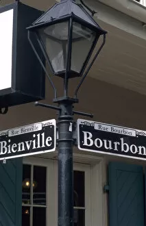 Famous street sign of Bourbon Street in the French Quarter in wonderful city of New