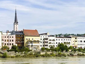 Images Dated 30th March 2021: The famous waterfront and river Inn. The medieval old town of Wasserburg am Inn in