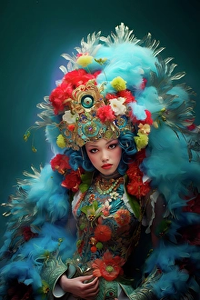 Multicolor Prints: Fantasy of carnival participant in Asia