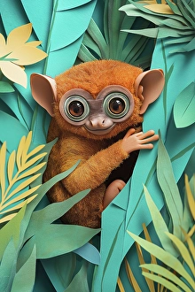 Ai Generated Prints: Fantasy close-up of monkey in tree. (AI Generated)