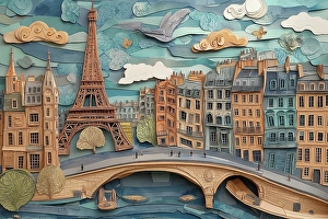 Ai Generated Prints: Fantasy Paris city landscape. (AI Generated)