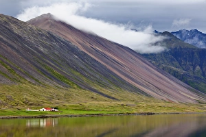 Images Dated 26th July 2010: Farm and mountains, Iceland