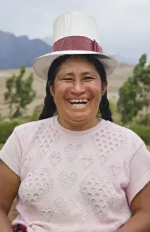 Images Dated 2027: Farming portrait of woman smiling on farm in small town of Chinchero Peru South America