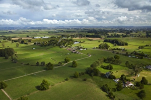 Waikato Prints: Farmland, Rukuhia, near Hamilton, Waikato, North Island, New Zealand - aerial