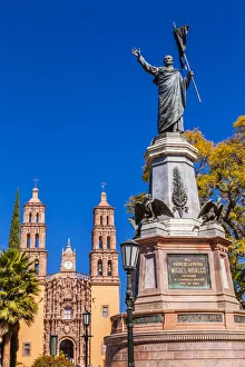 Town Square Prints: Father Miguel Hidalgo Statue Parroquia Cathedral Dolores Hidalgo Mexico