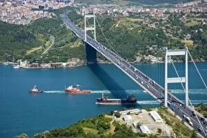 Images Dated 6th June 2006: Fatih Sultan Mehmet Bridge over the Bosphorus, aerial, Istanbul - 2010 European Capital