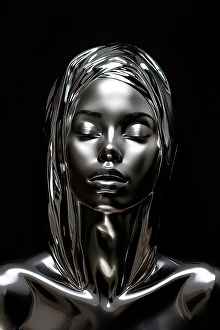 AI Generated Image Prints: Female model in silver metal. ©Jim Zuckerman / Jaynes Gallery / DanitaDelimont.com