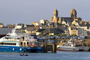 Ferry boats docked in The Harbor of Granville in the department of Manche, France
