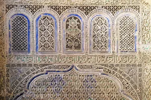 Arabic Prints: Fes, Morocco. Beautiful hand carved plaster detail, Moorish design