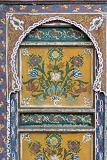 Moorish Prints: Fes, Morocco. Hand painted door panel in with floral design