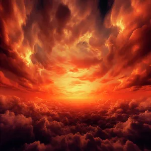 Images Dated 30th July 2024: Fiery sunrise sky. (AI Generated)