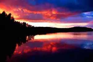 Quetico Prints: Fiery Sunset reflections in the boundry waters of Minnesota-Ontario