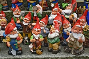 Images Dated 6th November 2005: Figures for sale outside shop on sidewalk. Appenzeller, Switzerland