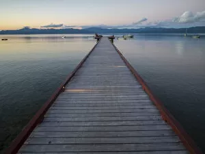 Fiji, Vanua Levu. Long wooden pier