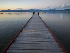 Oceania Prints: Fiji, Vanua Levu. Long wooden pier