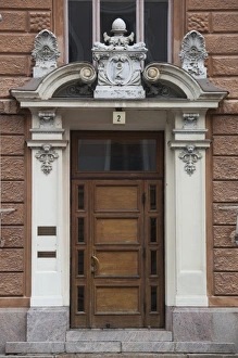 Images Dated 11th June 2010: Finland, Helsinki, Katajanokka Island, Art Nouveau building detail